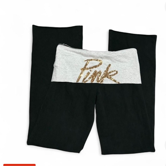 Victoria's Secret Pants - PINK Victoria’s Secret black and grey foldovers flare sz medium